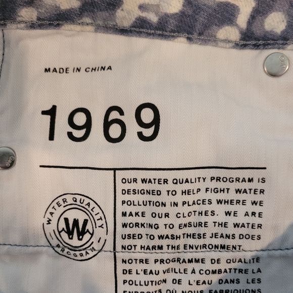 GAP Always Skinny Blue Print 1969 Jeans, Blue with White Paint Splatter Effect - Picture 7 of 12